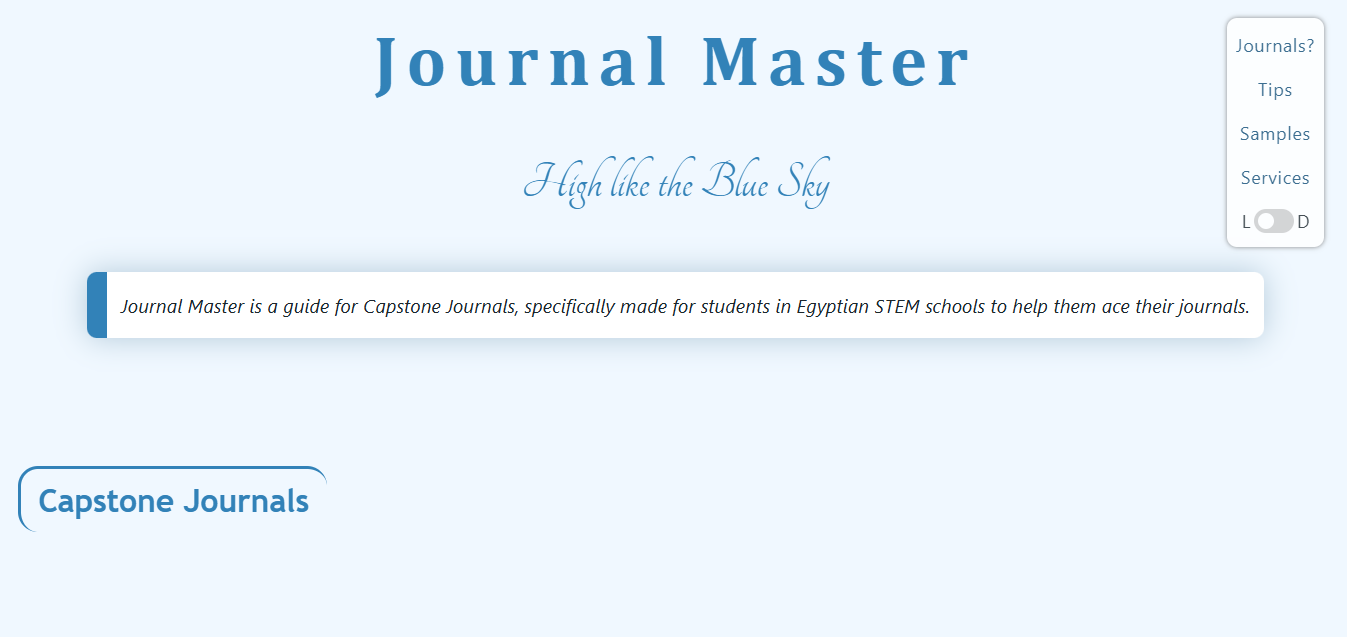 screenshot of project website